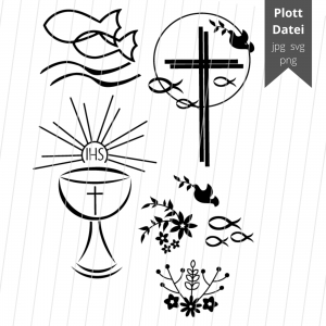 Plotterdatei-Kommunion-christliche-Symbole-SET