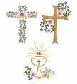 Stickdatei Kreuz Kommunion für Gotteslob Blumen SET